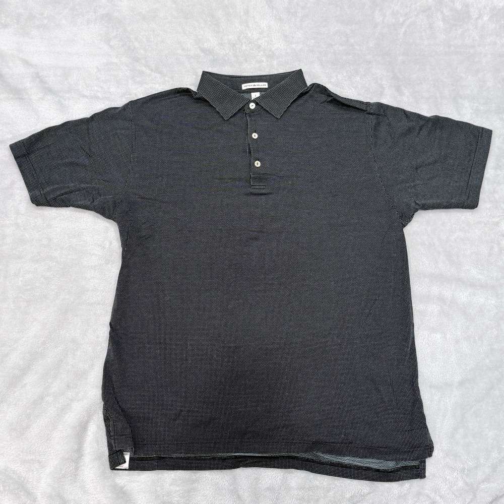 Peter Millar Polo Shirt Men's Large Black Short Sleeve Golf Casual Performance